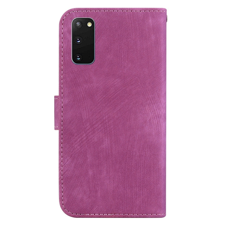 Para Samsung Galaxy S20 Funda de cuero con relieve Little Tiger (rojo rosa)