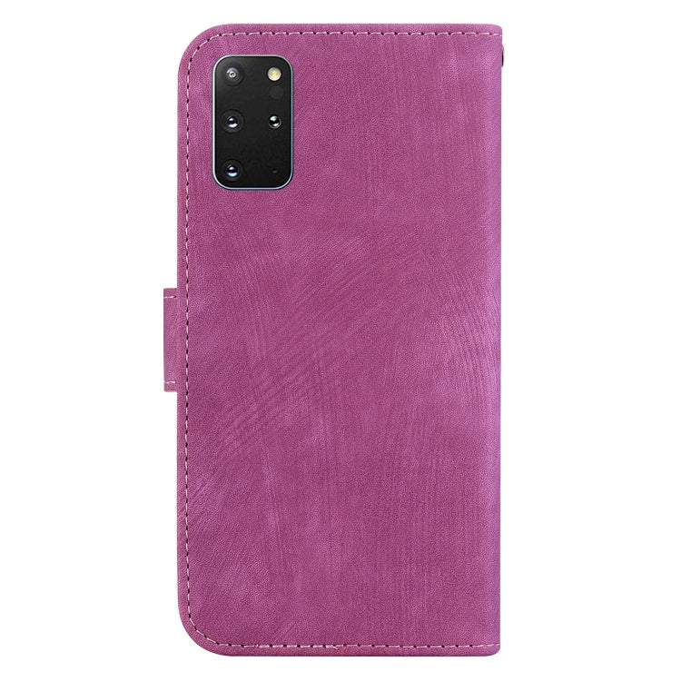 Para Samsung Galaxy S20 + Funda de cuero con relieve Little Tiger (rojo rosa)