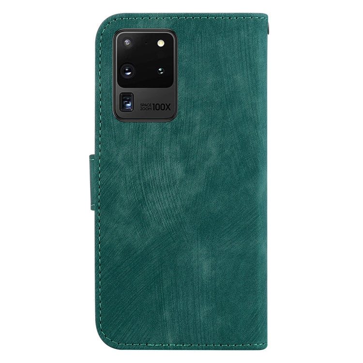 Para Samsung Galaxy S20 Ultra Little Tiger Funda de cuero en relieve para teléfono (verde)