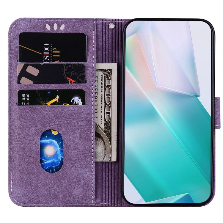 Para Samsung Galaxy S21 5G Funda de cuero con relieve Little Tiger (púrpura)