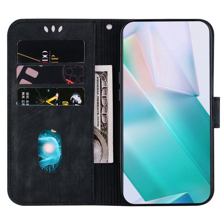 Para Samsung Galaxy S22 Ultra 5G Funda para teléfono de cuero con relieve Little Tiger (negro)