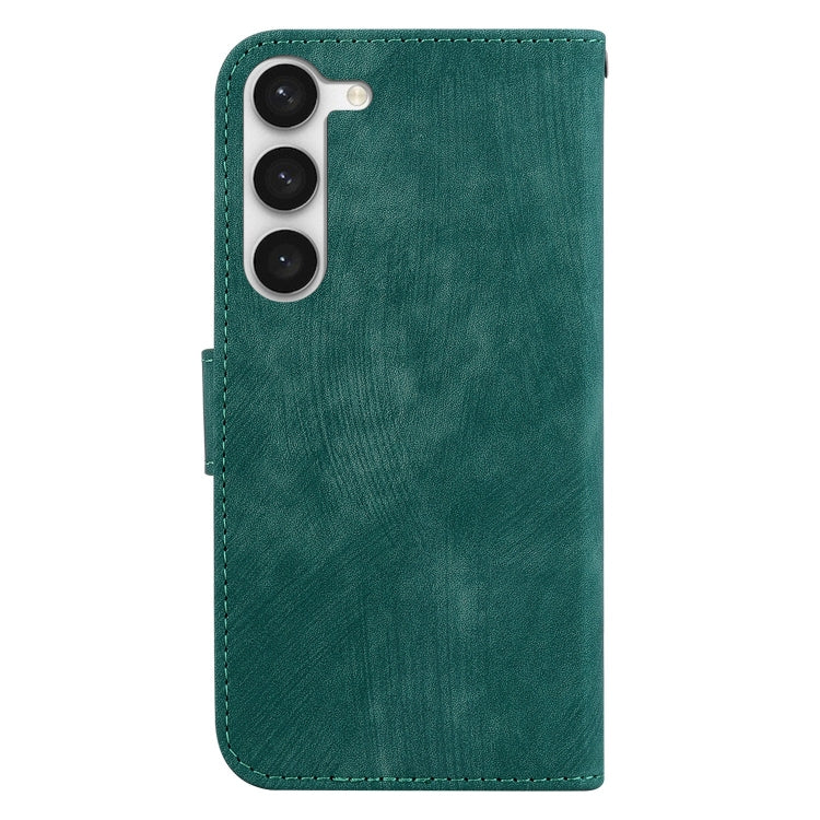 Para Samsung Galaxy S23 5G Funda de cuero con relieve Little Tiger (verde)