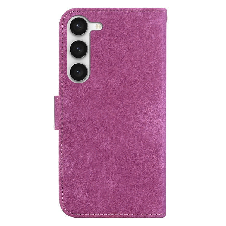 Para Samsung Galaxy S23 5G Funda de cuero con relieve Little Tiger (rojo rosa)