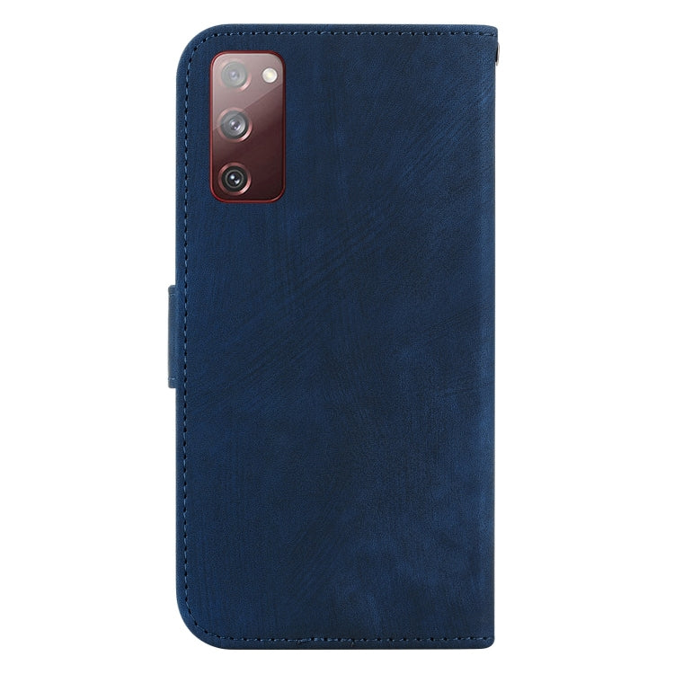 Para Samsung Galaxy S20 FE 5G Funda para teléfono de cuero con relieve Little Tiger (azul oscuro)