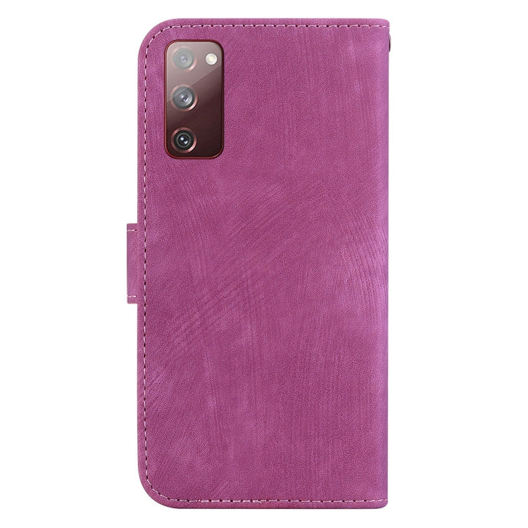 Para Samsung Galaxy S20 FE 5G Funda para teléfono de cuero con relieve Little Tiger (rojo rosa)