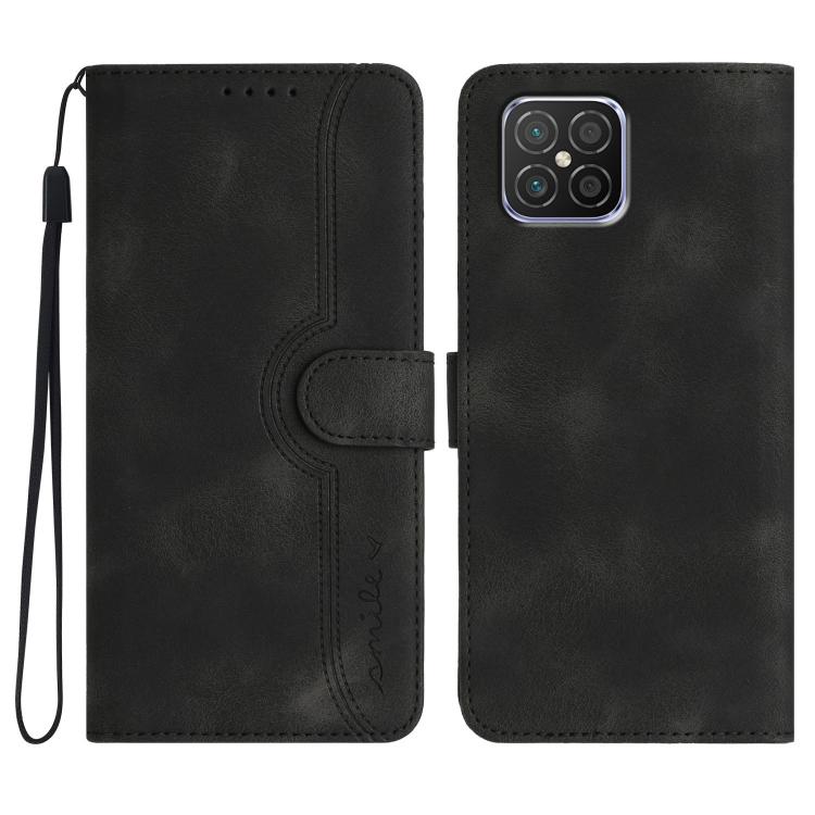 Funda de Cuero Huawei Nova 8 Se con Diseño de Corazón (Negra)