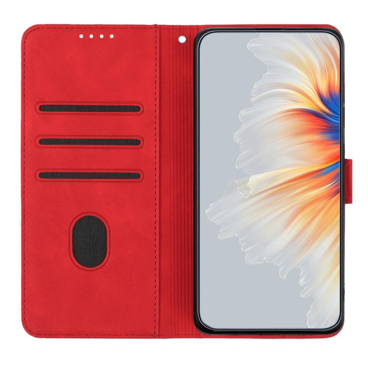 Funda de Piel Sintética con Diseño de Corazón para Huawei P50 (Roja)