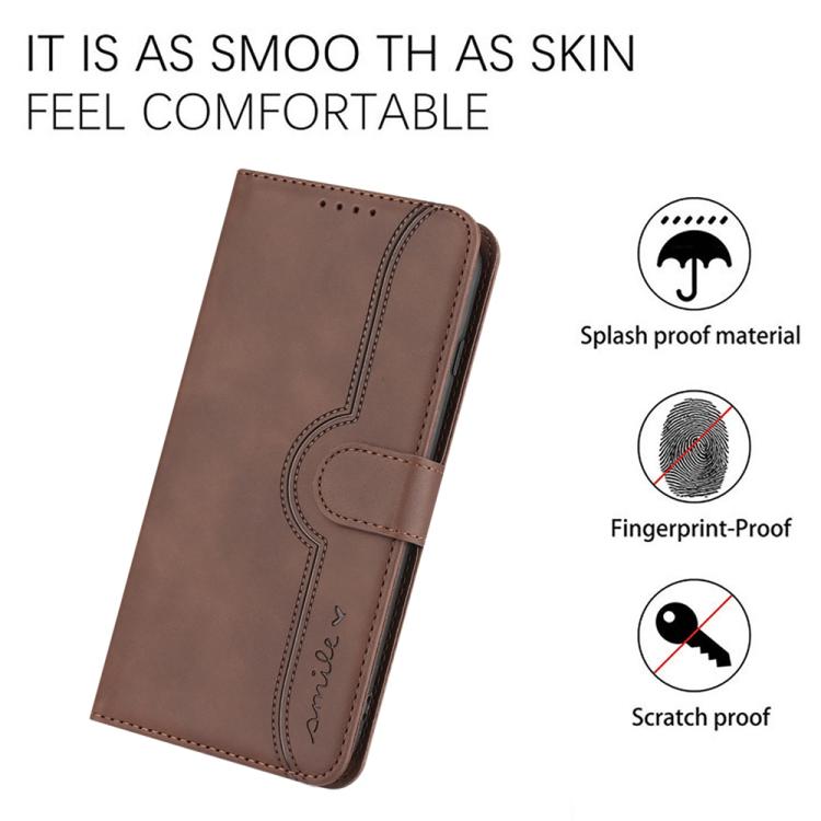 Funda de Piel Huawei P50 con Diseño de Corazón (Marrón)