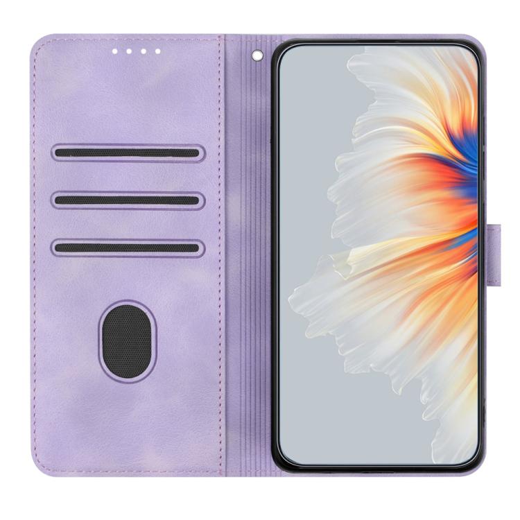 Funda de Piel Huawei P50 Pro con Diseño de Corazón (Morada)