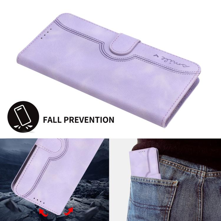 Funda de Piel para Huawei Enjoy 20E con Diseño de Corazón (Morado)