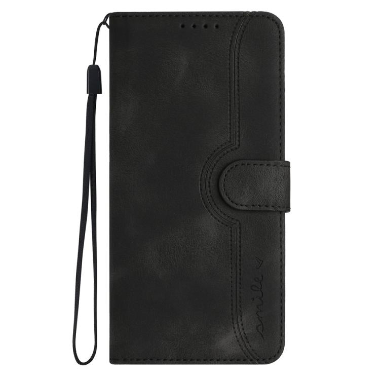 Funda de Piel para Huawei Enjoy 20 Se 4G con Diseño de Corazón (Negra)