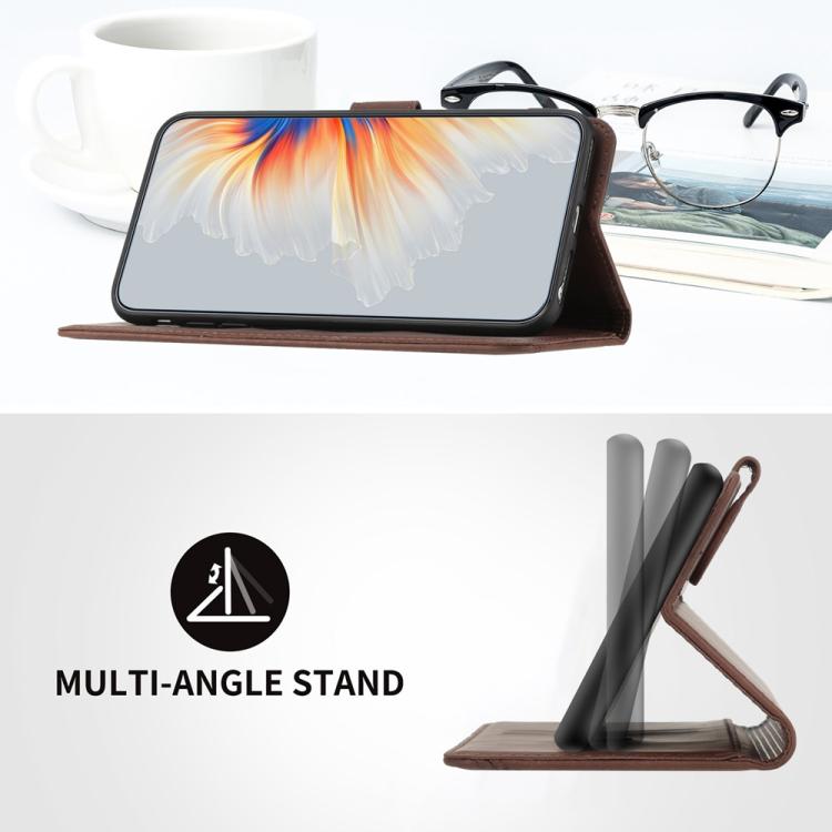 Funda de Cuero Huawei Enjoy 50 Nova Y70 con Diseño de Corazón (Marrón)