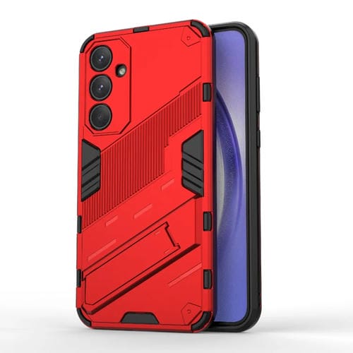 Funda para Teléfono Samsung Galaxy A35 5G Punk Armor 2 en 1 PC + TPU a Prueba de Golpes con Soporte Invisible (Rojo)