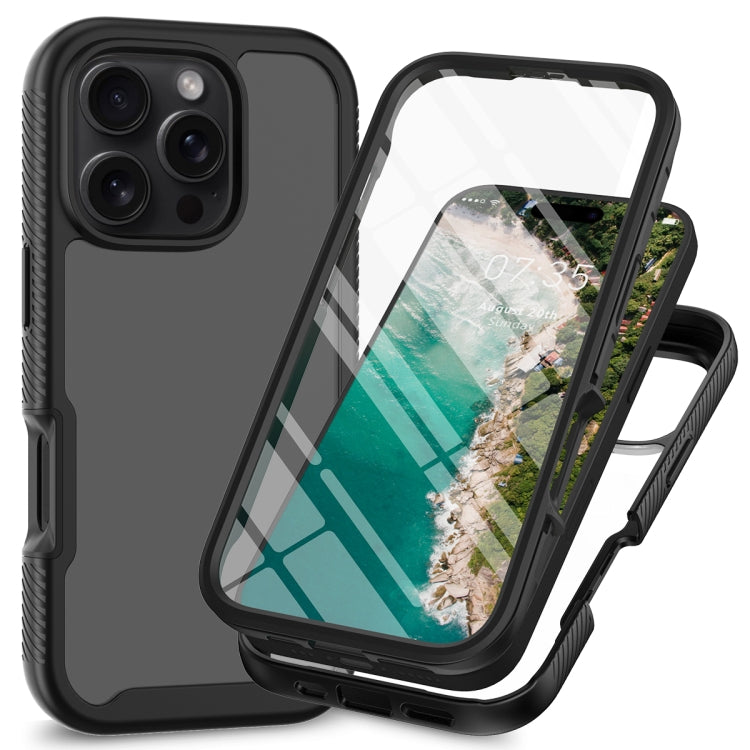 Funda para iPhone 16 Pro Max Starry Sky Solid Color Series PC + TPU con Película Pet (Negra)