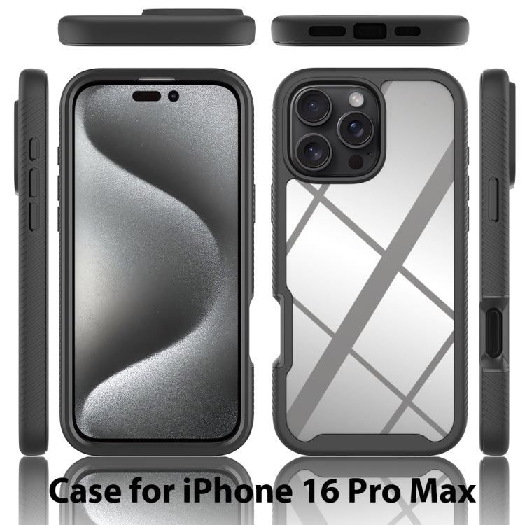 Funda para iPhone 16 Pro Max Carcasa PC y TPU Color Sólido Starry Sky Película Pet (Azul Cielo)