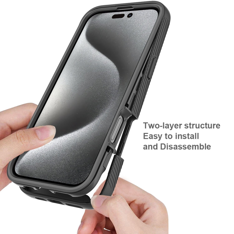 Funda para iPhone 16 Pro Max Carcasa PC y TPU Color Sólido Starry Sky Película Pet (Azul Cielo)