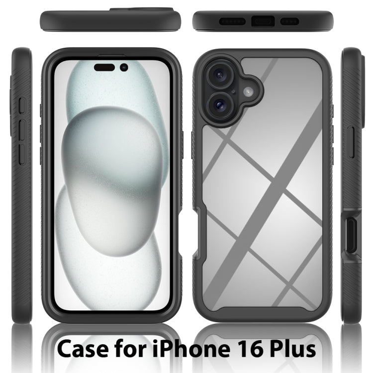Funda para iPhone 16 Plus de PC + TPU con Película Pet en Color Sólido Starry Sky (Azul Cielo)