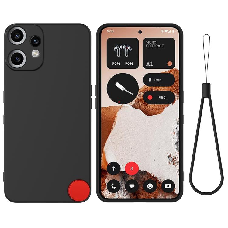 Funda de silicona líquida de color sólido CMF Phone 2 Pro, a prueba de caídas y cobertura total (negra)