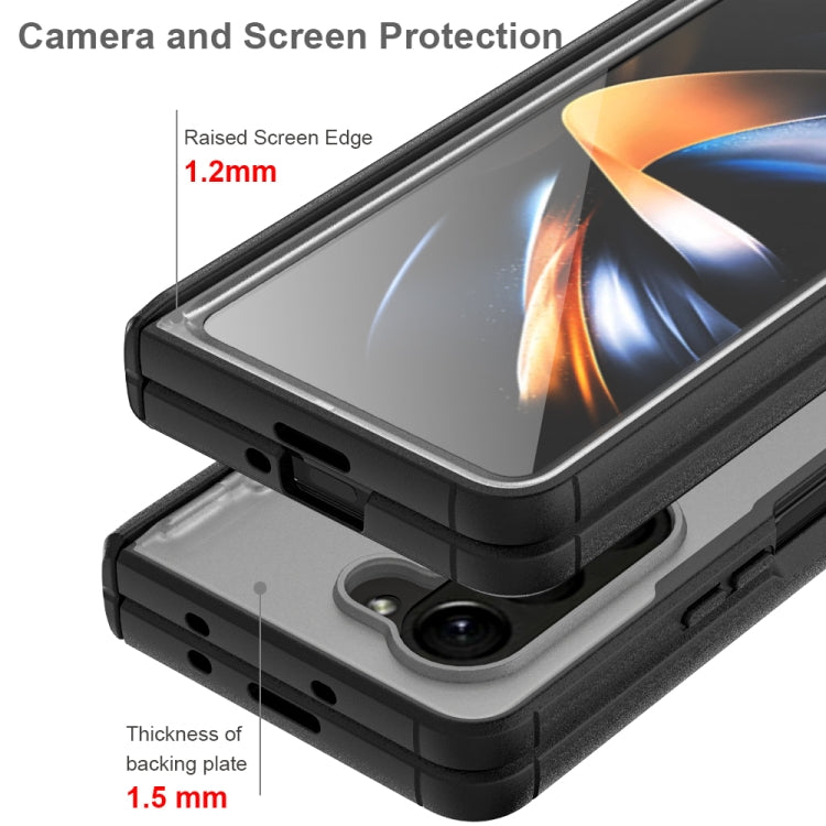 Para Samsung Galaxy Z Fold5 Estuche plegable para teléfono Frosted PC + TPU con bisagra (negro)