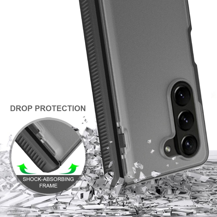 Para Samsung Galaxy Z Fold5 Estuche plegable para teléfono Frosted PC + TPU con bisagra (negro)