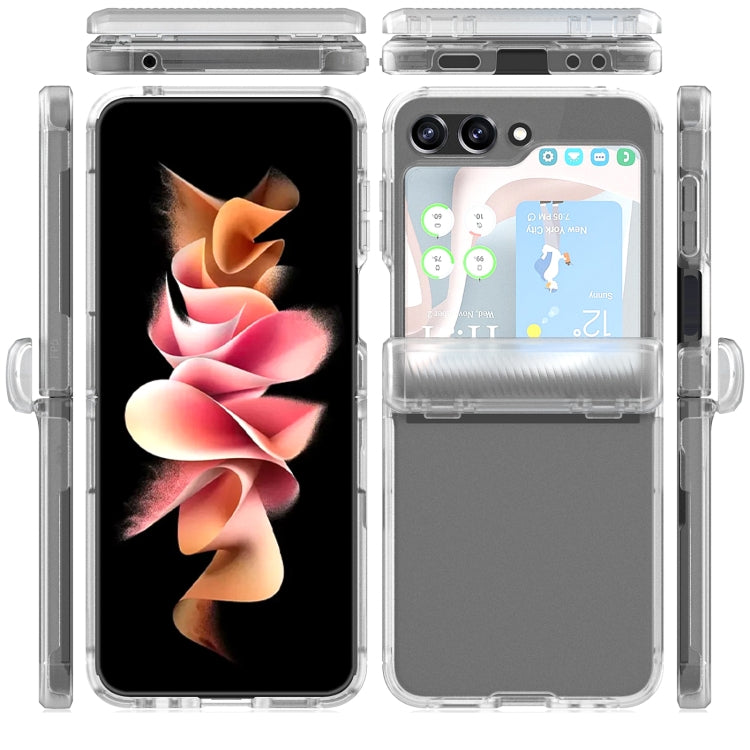 Para Samsung Galaxy Z Flip5 Estuche plegable para teléfono Frosted PC + TPU con bisagra (transparente)