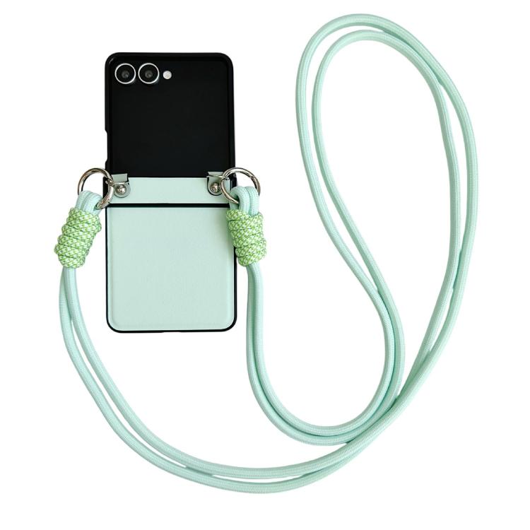 Funda Morandi con textura de cuero y cordón para Samsung Galaxy Z Flip7 5G (verde)