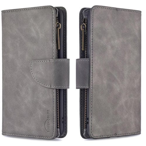 Estuche para Samsung Galaxy A50 A30S A50S Cuero PU Cremallera Magnética Tapa Horizontal Ranuras Tarjetas Soporte Billetera Marco Fotos Cordón (Gris)
