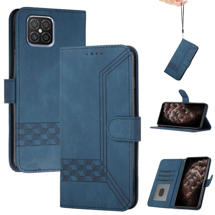 Funda de Cuero con Tapa y Diseño Cúbico para Huawei Nova 8 Se 4G (Azul)