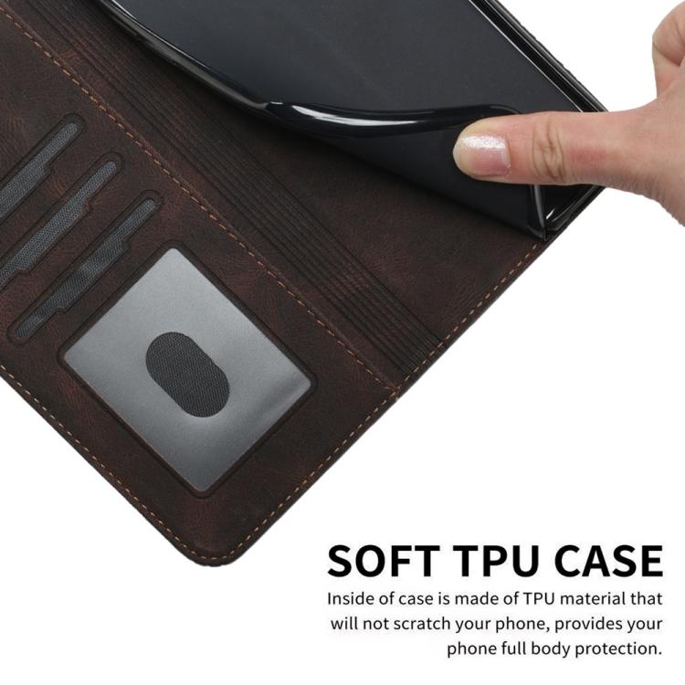 Funda de Cuero con Tapa y Tacto de Piel Cúbica para Huawei Nova 8 Se 4G (Marrón)