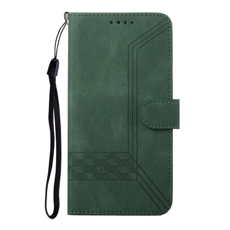 Funda de Cuero con Tapa y Tacto de Piel Cúbica para Huawei Nova 12 Pro/Nova 12 Ultra (Verde)