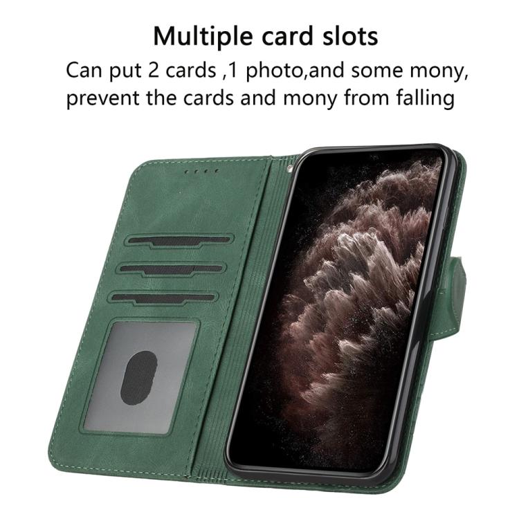 Funda de Cuero con Tapa y Tacto de Piel Cúbica para Huawei Nova 12 Pro/Nova 12 Ultra (Verde)