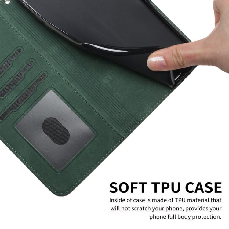 Funda de Cuero con Tapa y Tacto de Piel Cúbica para Huawei Nova 12 Pro/Nova 12 Ultra (Verde)