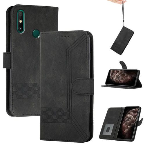 Funda de Cuero con Tapa y Tacto de Piel Cúbica para Huawei Enjoy 20E (Negra)