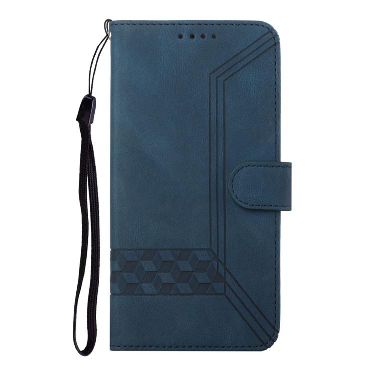 Funda de Cuero con Tapa Cúbica para Huawei Enjoy 50 y Nova Y70 (Azul)