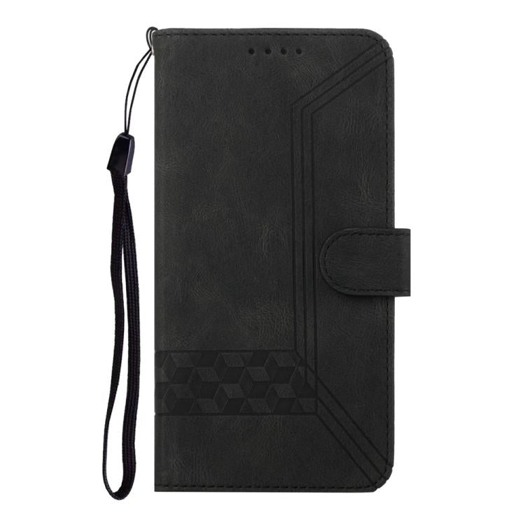 Funda de Cuero con Tapa Cúbica para Huawei Enjoy 50 y Nova Y70 (Negra)