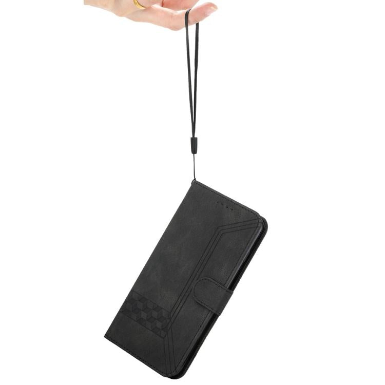 Funda de Cuero con Tapa Cúbica para Huawei Enjoy 50 y Nova Y70 (Negra)