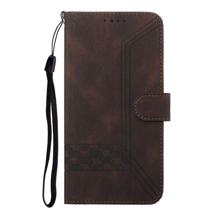 Funda de Cuero con Tapa Cúbica para Huawei Enjoy 50 Pro y Nova Y90 (Marrón)