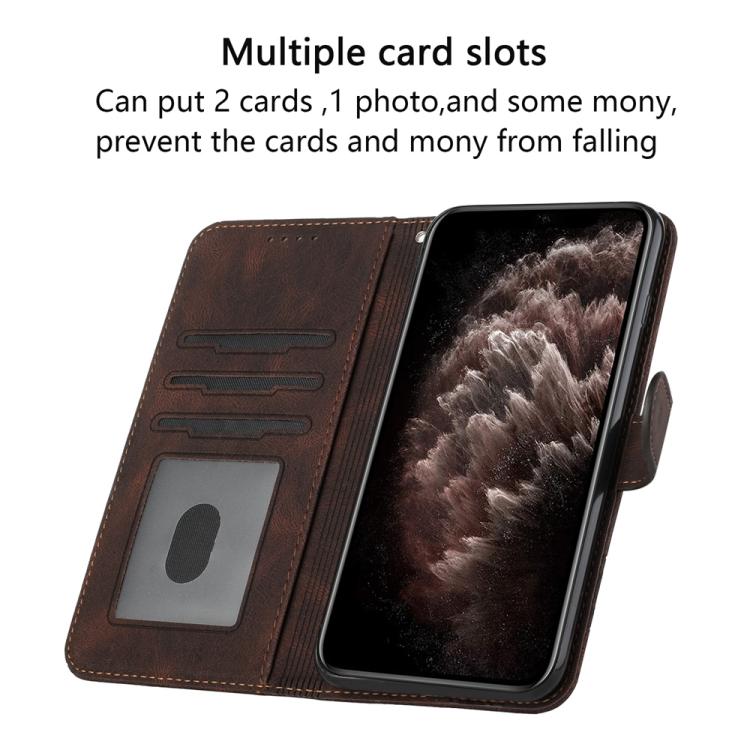 Funda de Cuero con Tapa Cúbica para Huawei Enjoy 50 Pro y Nova Y90 (Marrón)