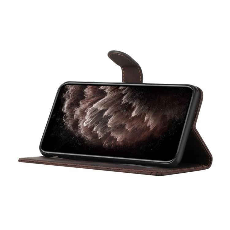 Funda de Cuero con Tapa Cúbica para Huawei Enjoy 50 Pro y Nova Y90 (Marrón)