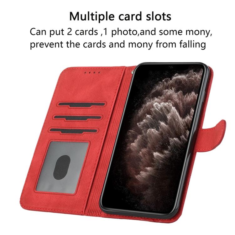 Funda de Cuero con Tapa y Tacto de Piel Cúbica para Huawei Enjoy 50 Pro/Nova Y90 (Roja)