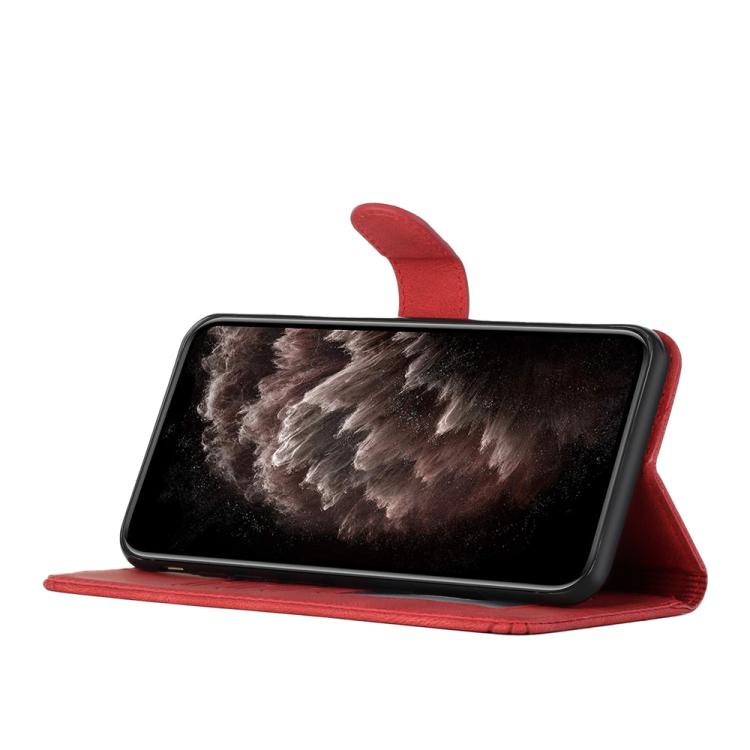 Funda de Cuero con Tapa y Tacto de Piel Cúbica para Huawei Enjoy 50 Pro/Nova Y90 (Roja)