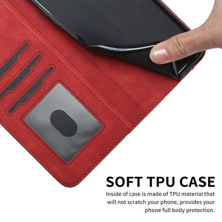 Funda de Cuero con Tapa y Tacto de Piel Cúbica para Huawei Enjoy 50 Pro/Nova Y90 (Roja)
