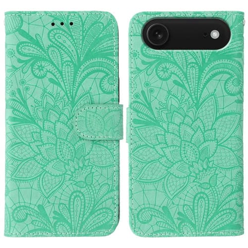 Funda de cuero con tapa y estampado floral para iPhone 17 Air (verde)