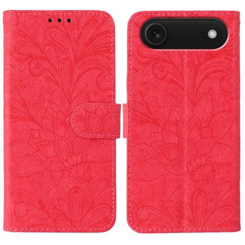 Funda de cuero con tapa y estampado floral para iPhone 17 Air (roja)