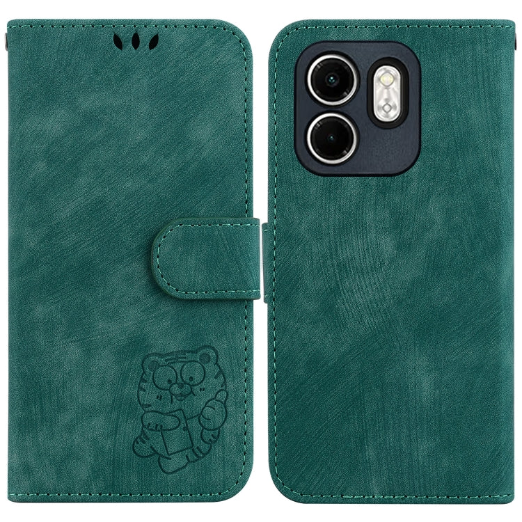 Funda de Cuero con Relieve de Tigre para Teléfono Infinix Hot 50I/Smart 9 (Verde)