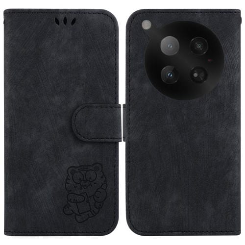 Funda de cuero con relieve de tigre para Infinix Zero 40 4G/5G (negra)