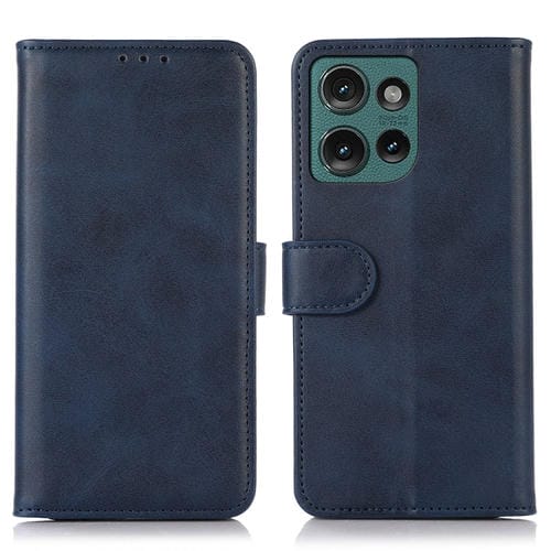 Funda de Cuero Textura de Vaca para Motorola Edge 50 5G (Azul)