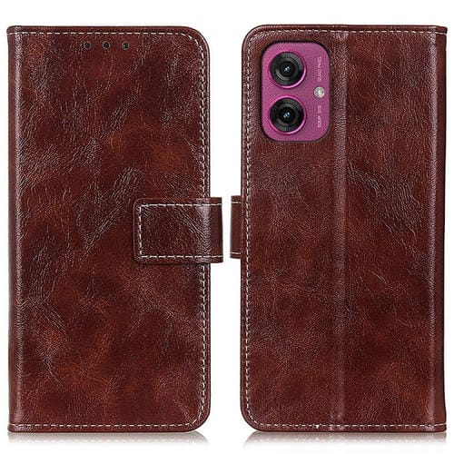 Funda de Cuero Retro Crazy Horse para Motorola Moto G55 5G (Marrón)