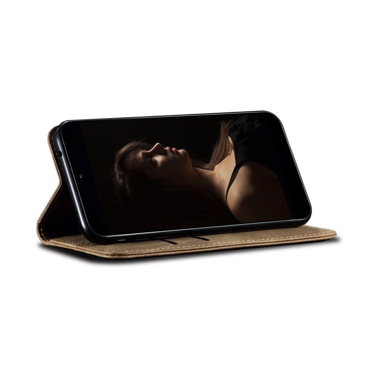 Funda de Cuero con Textura Vaquera para Huawei Nova 13 Pro 5G (Caqui)