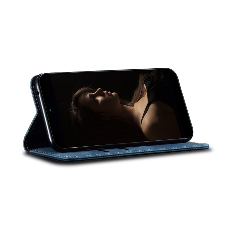 Funda de Cuero con Textura Vaquera para Huawei Nova 13 Pro 5G (Azul)